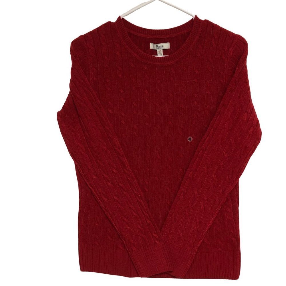 GH BASS CABLE KNIT RED SWEATER MD NEW WITH TAG